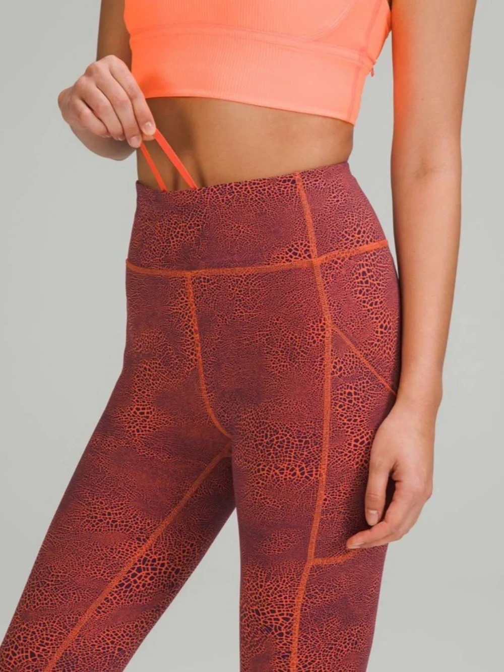 lululemon athletica High-Rise Textured Red-Orange Leggings